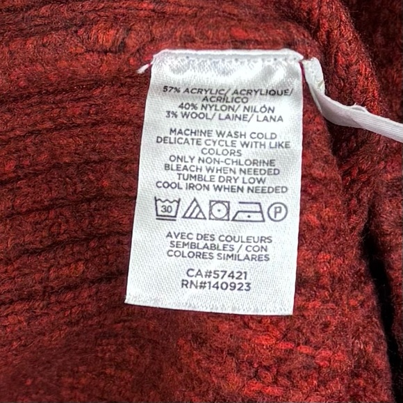 LOFT Red Maternity Puff Sleeve Cable Sweater Dress S Wool Bodycon V-neck NWT - Picture 7 of 10